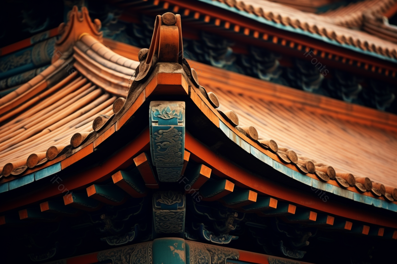 红色榫卯建筑房檐结构摄影图,高清,摄影图,摄影图片,图片大全,摄影图免费下载